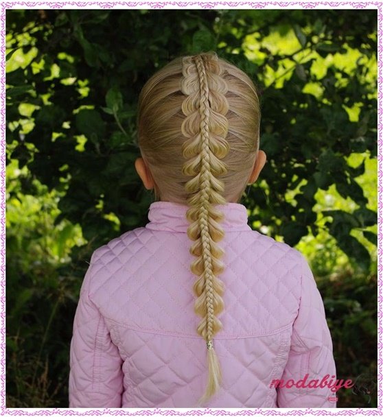 Küçük kız çocukları için balık sırtı saç modeli